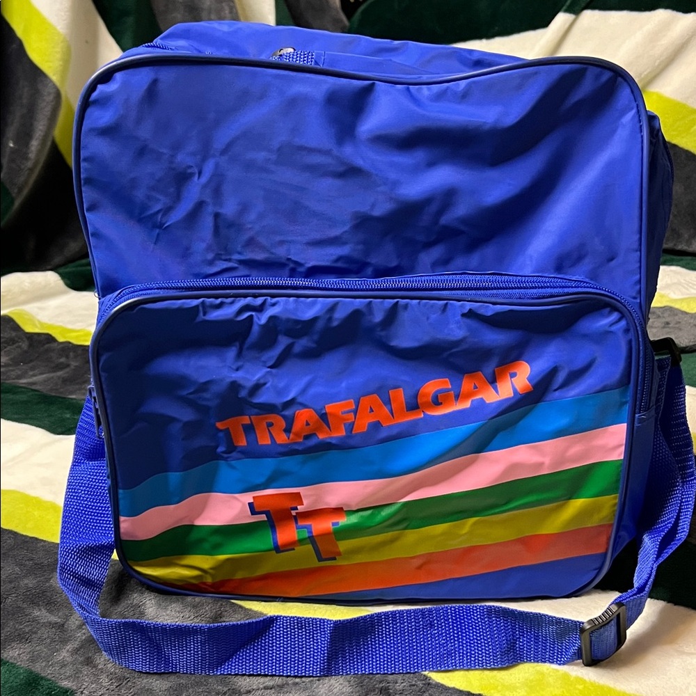 Trafalgar Blue Duffel Bag with Colorful Stripes
